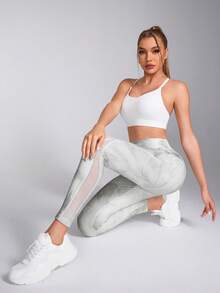 SHEIN Sports 女士印花简约日常运动紧身裤瑜伽裤 - 彩色 - 查看 5