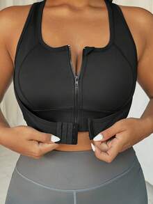 Slayform Plus Size High Impact Front Closure Adjustable Sports Bra - Black - View 7