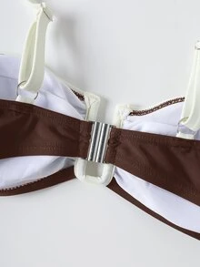 Travachic Women's Color Block Patchwork Swimwear Set Swimwears Bathing - Brown - View 7
