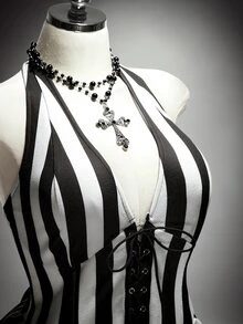 SHEIN ICON Plus Size Dresses Halloween - Black and White - View 6