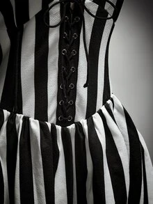 SHEIN ICON Plus Size Dresses Halloween - Black and White - View 7