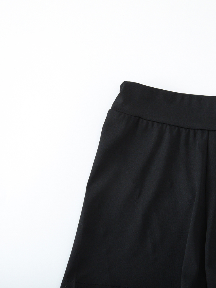 SHEIN Young Girls' Sports Shorts Set, Ruffle Backless Design, Multi-Layer Cross Hollow Tie Back, High Waist Shorts, Fitted Cropped Top, Suitable For Dance, Fitness, Performance, Outdoor Daily Wear, Casual Outfit - Black - View 8