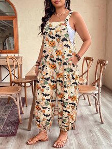 EMERY ROSE 大尺碼女款春夏優雅休閒傳統時尚通勤度假正式條紋口袋抽繩連身褲萬聖節奶油色秋季 - 彩色 - 查看 7