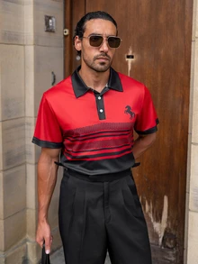 YOUESAWY YOUESAWY Men's Business Casual Short Sleeve Polo Shirt - Multicolor - View 1