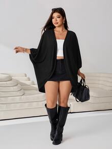 Solflare Plus Size Women's Solid Color Casual Baggy Western Versatile Daily Wear Cardigan Autumn Formal Teacher Ball Black - Black - View 6