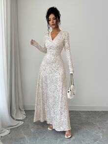 Elenzga Women Long Dresses - Apricot - View 4