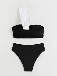 Sirith Women's Colorblock Beach Swimwear Set For Vacation - Multicolor - View 2