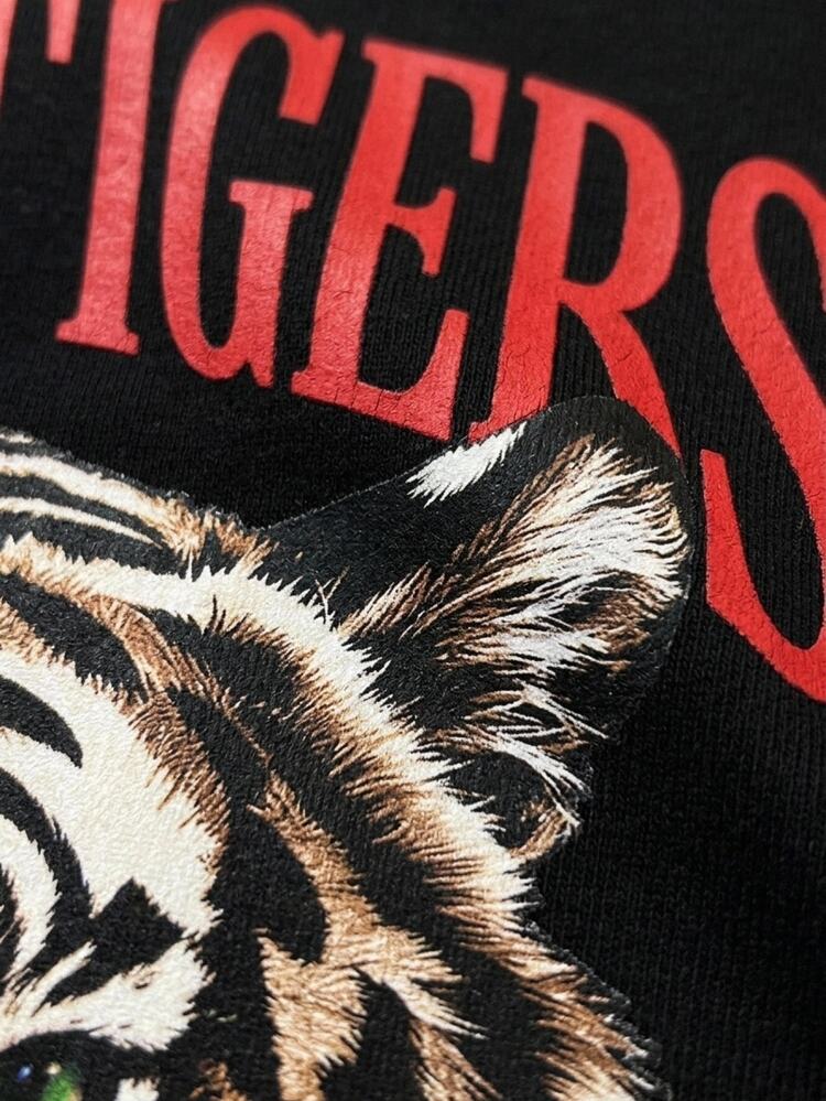 Daypath Men's Roaring Tiger Graphic T-Shirt, Leopard Print Trim Crew Neck Tee For Casual Streetwear, Fall Clothes, New Fall Styles - Multicolor - View 5