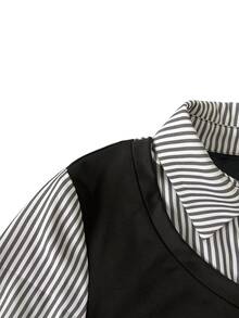 IslaSuriya Women's Striped 2 In 1 Patchwork Casual Versatile Daily Wear Top - Multicolor - View 3