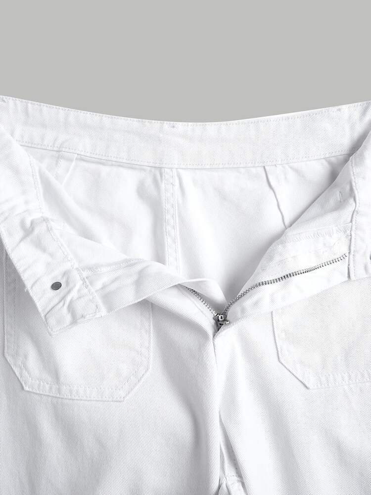 Selenza Petite Women's Fashion Versatile Casual Solid Color Wide Leg Jeans Everyday Daytime White Summer - White - View 7