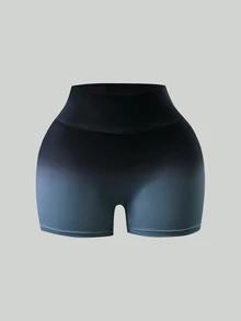 SHEIN Velisys Women's Gradient Tummy Control Yoga Fitness Tight Sports Shorts Set - Multicolor - View 5