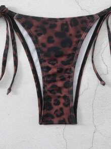 Bonvoyette Women's Sexy Deep-Colored Leopard Print Swimwear, Halter Neck Fashionable Bikini Set - Multicolor - View 6