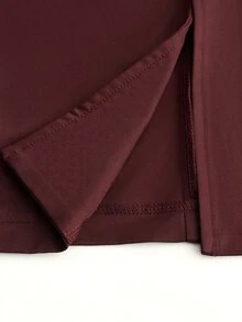 Rustia Plus Size Autumn Hong Kong Style Lace-Up Mid-Length Loose British Style Burgundy Long Trench Coat Jacket Fall - Burgundy - View 9