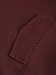 Rustia Plus Size Autumn Hong Kong Style Lace-Up Mid-Length Loose British Style Burgundy Long Trench Coat Jacket Fall - Burgundy - View 3