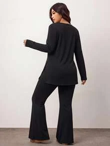 Enliva Plus Size Co-Ords Fall Piece Set Woman Winter Fall - Black - View 2