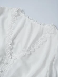 Fairmaia German Traditional Women's Lace Patchwork Cropped Top - White - View 6