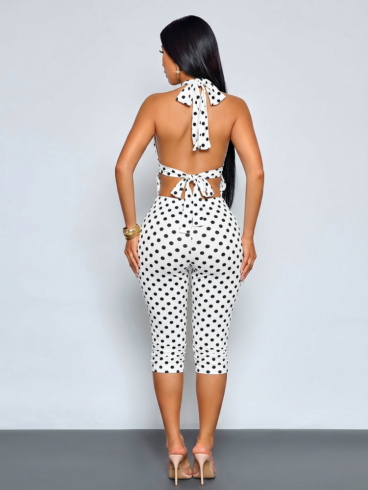 SOLERSUN Sexy And Elegant Spring/Summer Casual Y2K Two-Piece Polka Dot Set - Black and White - View 2
