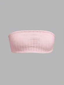 SHEIN Tween Girl Daily Casual Tween Girl Knit Solid Color Non-Wired Bandeau Bra - White - View 4