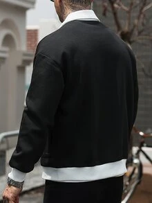 Manfinity CasualCool جاكيت رجالي كاجوال، مناسب للارتداء في الربيع والخريف. جاكيت أسود، جاكيت رجالي بأزرار - الأسود - مشاهدة 2