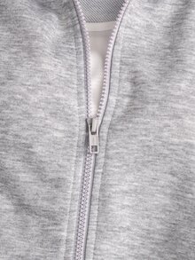 SHEIN Teen Girls' Casual, Versatile, Regular-Fit, Loose-Fit Korean-Style Open-Front Sweatshirt; Sweatshirt Jacket; Back-To-School Sweatshirt - Grey - View 4