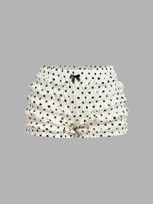 SHEIN MOD 女款棉質對比波點印花無袖上衣與短褲兩件套，情人節 - 杏色 - 查看 7