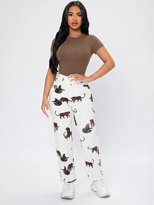 SHEIN PETITE Women's Summer Casual Solid Color Bodysuit - Mocha Brown - View 5