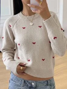 Tween Girl Autumn/Winter Casual Kids Heart Sweater - Multicolor - View 2