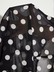 Ciel Poise Women's Polka Dot Solid Color Backless Draped Elegant Sexy Slim Fit Blouse Summer Night Out Brunch Date Night Black And White Polka Dot - Black - View 7