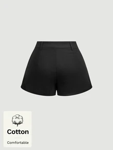 SHEIN MOD شورت نسائي مزين بالمسامير بأسلوب بانك كاجوال متعدد الاستخدامات للارتداء اليومي والخروج ليلاً باللونين الأسود والذهبي للصيف والهالوين والعودة إلى المدرسة - الأسود - مشاهدة 2