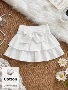 SHEIN MOD 女款白色蝴蝶結裝飾多層蛋糕裙擺夏季裙 - 白色 - 查看 7