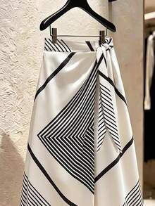SHEIN PariChic Women's Summer White Casual Outing Skirt, Elegant, Women's Vacation Beach Skirt, Party, Casual, Commute - Multicolor - View 5