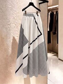 SHEIN PariChic Women's Summer White Casual Outing Skirt, Elegant, Women's Vacation Beach Skirt, Party, Casual, Commute - Multicolor - View 2