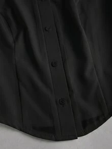 GlowEve CURVE Plus Size Women's Summer Fashion Elegant Commuter Short Sleeve Blouse - Black - View 4