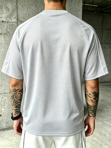 Sport MetroGents 男士蜘蛛印花短袖運動T恤，健身房適用 - 淺灰色 - 查看 2