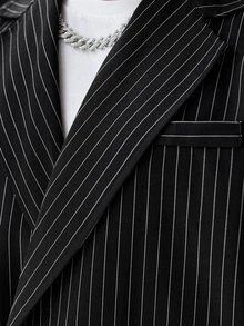 SLATEMANN Men's Striped Short Sleeve Shirt And Long Pants Set - Black - View 7