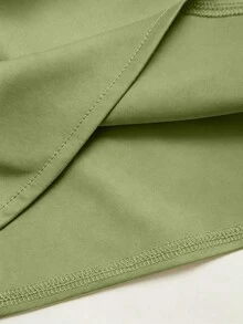 Franclia Women's Solid Color Halter Neck Draped Elegant Slim Fit Blouse, Summer Style - Green - View 3