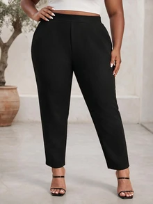 CurvyTilda Plus Slant Pocket Carrot Pants Fall - Black - View 4