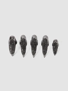 MortiRose 5PCS/ Set Halloween Devil Ring, Retro Hawk Claw Ring, Rhinestone Nail Decoration Finger Ring, Sexy Ring - A - View 5