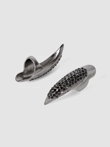 MortiRose 5PCS/ Set Halloween Devil Ring, Retro Hawk Claw Ring, Rhinestone Nail Decoration Finger Ring, Sexy Ring - A - View 9