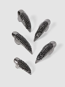 MortiRose 5PCS/ Set Halloween Devil Ring, Retro Hawk Claw Ring, Rhinestone Nail Decoration Finger Ring, Sexy Ring - A - View 3