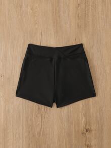 SHEIN Swim Women Summer Sports Mesh Patchwork Shorts - Black - View 5