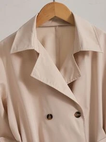 SHEIN Pakaian Musim Gugur untuk Remaja Putri: Mantel Trench Musim Gugur, Jaket Warna Polos, Bergaya, Elegan, dan Sederhana, Sempurna untuk Beraktivitas di Luar Ruangan - Aprikot - View 8