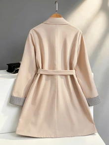 SHEIN Pakaian Musim Gugur untuk Remaja Putri: Mantel Trench Musim Gugur, Jaket Warna Polos, Bergaya, Elegan, dan Sederhana, Sempurna untuk Beraktivitas di Luar Ruangan - Aprikot - View 10
