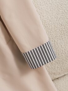 SHEIN Pakaian Musim Gugur untuk Remaja Putri: Mantel Trench Musim Gugur, Jaket Warna Polos, Bergaya, Elegan, dan Sederhana, Sempurna untuk Beraktivitas di Luar Ruangan - Aprikot - View 6