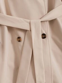 SHEIN Pakaian Musim Gugur untuk Remaja Putri: Mantel Trench Musim Gugur, Jaket Warna Polos, Bergaya, Elegan, dan Sederhana, Sempurna untuk Beraktivitas di Luar Ruangan - Aprikot - View 5