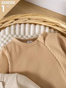 SHEIN [3件組 隨機1件] 春夏/秋冬 新生兒男嬰 針織柔軟羅紋磨毛親膚面料 隱形拉鍊 多巴胺配色 - 彩色 - 查看 8