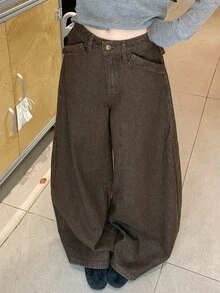 DAZY Women Casual Wide Leg Jeans Fall - Brown - View 2