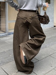 DAZY Women Casual Wide Leg Jeans Fall - Brown - View 6