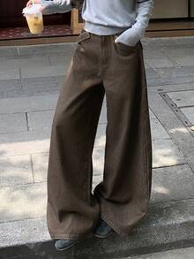 DAZY Women Casual Wide Leg Jeans Fall - Brown - View 4