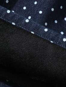 DAZY Women's Polka Dot Straight Leg Casual Denim Pants - Dark Wash - View 10